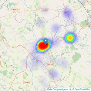 Dourish & Day - Market Drayton listings heatmap