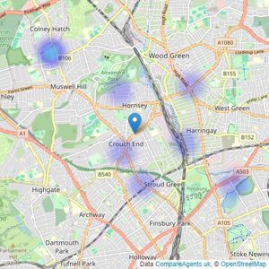 Drivers & Norris - Crouch End listings heatmap