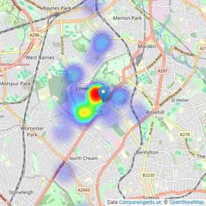 Drury & Cole - Morden listings heatmap