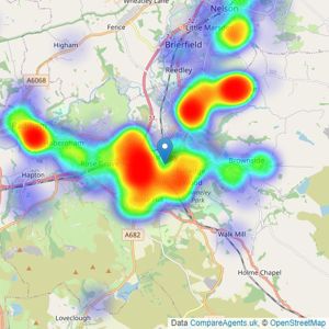 Duckworths Estate Agents - Burnley listings heatmap