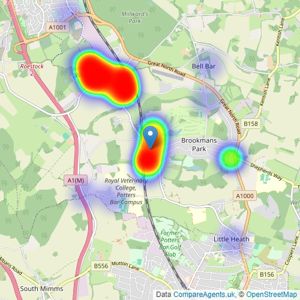 Duncan Perry Estate Agents - Brookmans Park listings heatmap