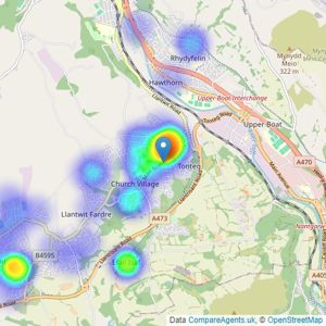 Durbins Estate Agents - Tonteg listings heatmap