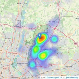 Durden & Hunt - Loughton listings heatmap