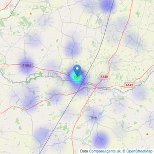 Durrants - Diss listings heatmap