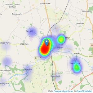 Durrants - Halesworth listings heatmap