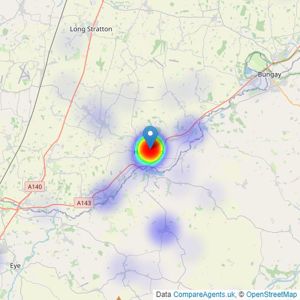 Durrants - Harleston listings heatmap