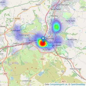 E & M Property Solutions - Burnley listings heatmap