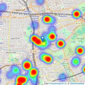 Easthaus - London listings heatmap