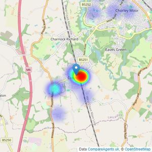 Easy Home Lets & Sales - Coppull listings heatmap