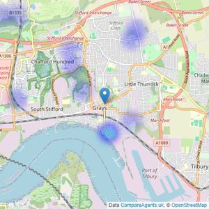 Edward Clark Estates - Grays listings heatmap