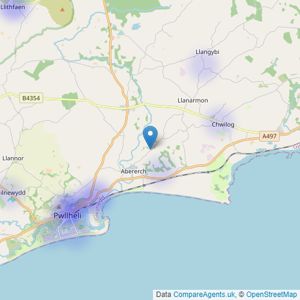 Eiddo Susan Jones Properties - Pwllheli listings heatmap