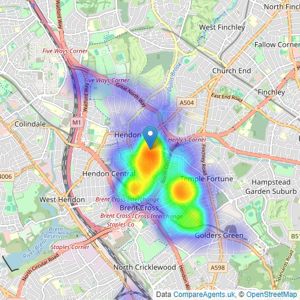 Eli-G Estates - North West London listings heatmap