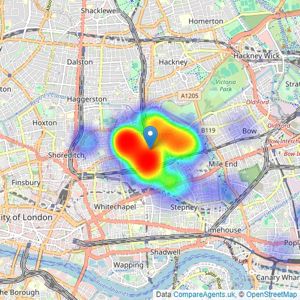 Ellis & Co - Bethnal Green listings heatmap