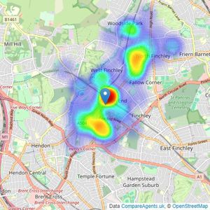 Ellis & Co - Finchley listings heatmap