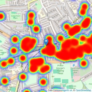 Ellisons - Raynes Park listings heatmap