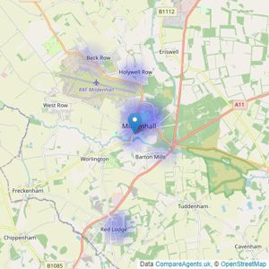 Elvin Estates - Mildenhall listings heatmap