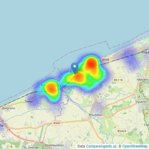 Elwy - Rhyl listings heatmap