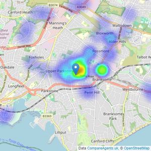 Enfields - Poole listings heatmap