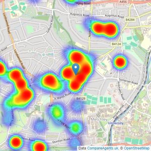 Englands Estate Agents - Harborne listings heatmap