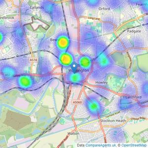 Entwistle Green - Warrington listings heatmap