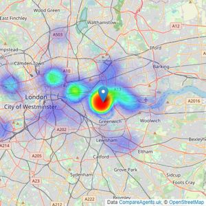 Ernest Brooks International - Canary Wharf listings heatmap