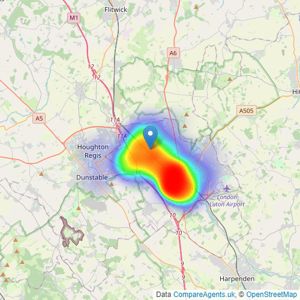 Esquire Estates - Luton listings heatmap