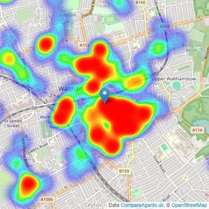 Estates East - Walthamstow listings heatmap