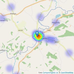 Evans Bros - Llanybydder listings heatmap