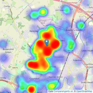 Evans Estate Agents Coventry Limited - Coventry listings heatmap