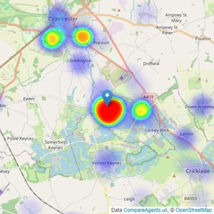 EweMove - Covering Cirencester, Swindon & Malmesbury listings heatmap