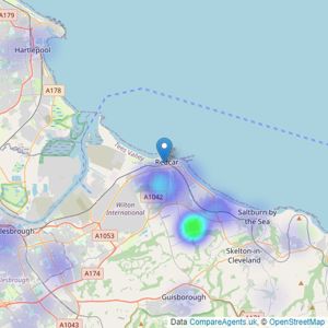 EweMove - covering Middlesbrough & Redcar listings heatmap