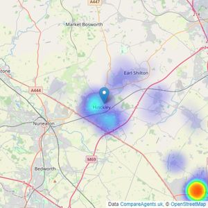 EweMove - Leicestershire listings heatmap