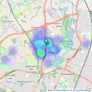 Fair-Way Properties - Birstall listings heatmap