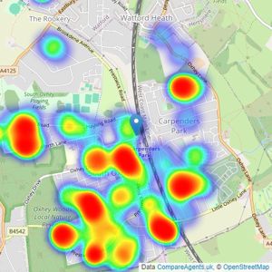 Fairfield Estate Agents - Oxhey listings heatmap