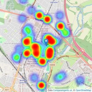 Fairfield Estate Agents - Watford listings heatmap