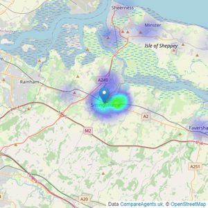 Family Homes Sales & Lettings - Sittingbourne listings heatmap