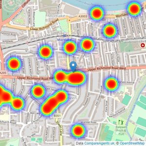 Featherstone Leigh - East Sheen listings heatmap