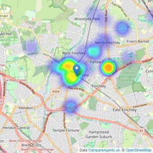 Finchleys - Finchley listings heatmap