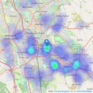 Findahome Online Ltd - Stoke-on-Trent listings heatmap