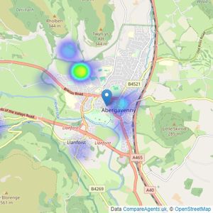 Fine & Country - Abergavenny listings heatmap