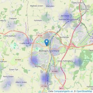 Fine & Country - Bishop's Stortford listings heatmap