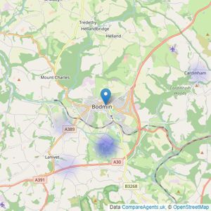 Fine & Country - Bodmin listings heatmap