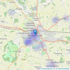 Fine & Country - Bury St. Edmunds listings heatmap