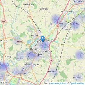 Fine & Country - Droitwich listings heatmap