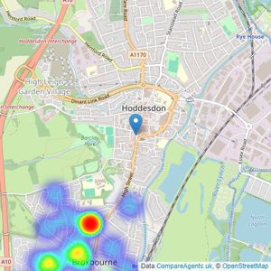 Fine & Country - Hoddesdon listings heatmap