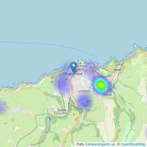 Fine & Country - Ilfracombe listings heatmap