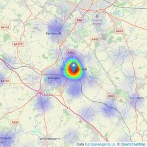 Fine & Country - Leamington Spa listings heatmap