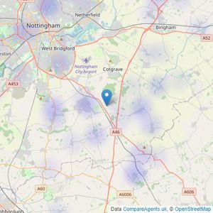 Fine & Country - Nottinghamshire listings heatmap