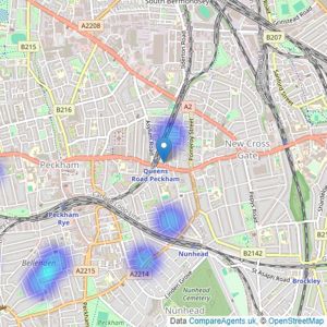 Fine & Country - South East London listings heatmap