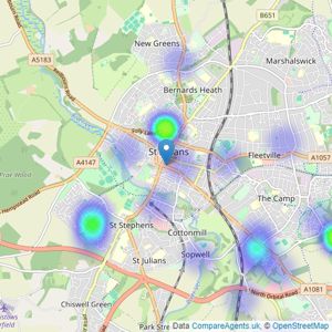 Fine & Country - St Albans listings heatmap